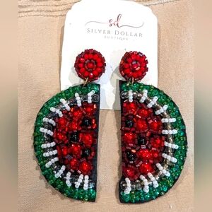 Watermelon Beaded Earrings